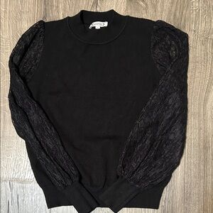 Black Sweater with Lace Sleeves